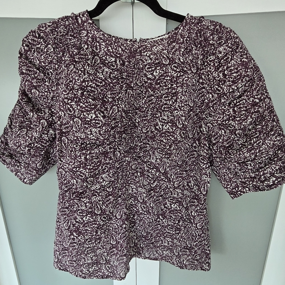 Les Coyotes de Paris linen blouse in a purple/multicolor paisley pattern
